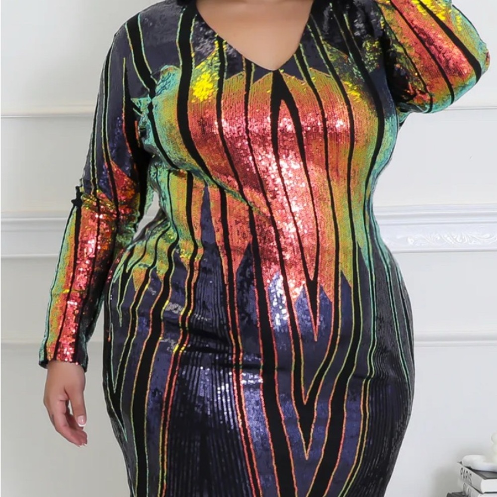 Multicolor Sequin Bodycon Dress
